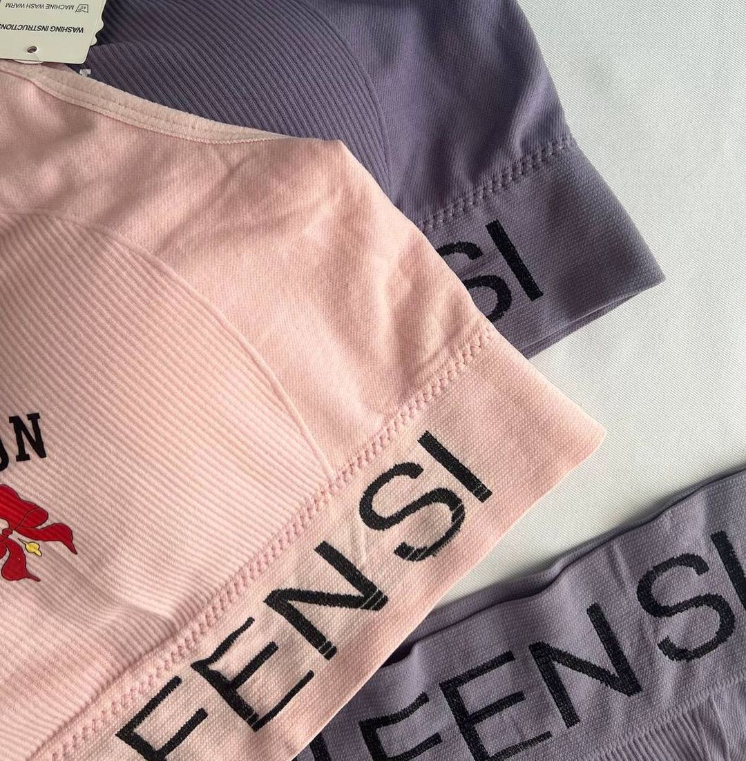 (36-42)  Wide Strap Sports Bra and Shorts Set (044)