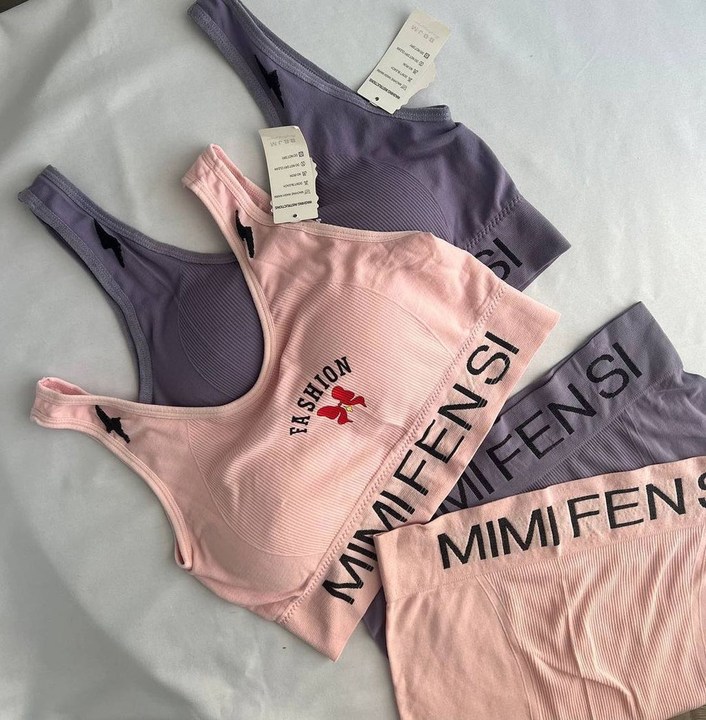 (36-42)  Wide Strap Sports Bra and Shorts Set (044)